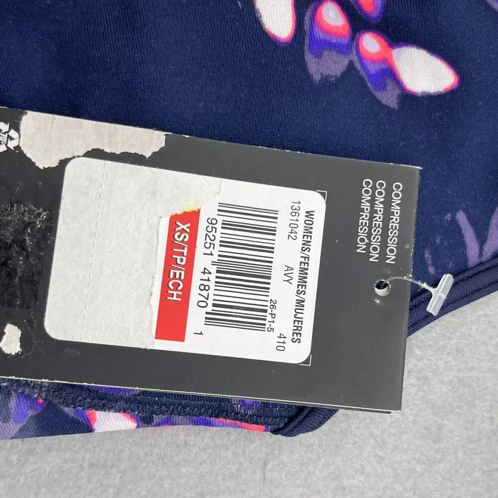 Under Armour Womens XS Compression Sports Bra Floral Print Medium‎ Support NWT